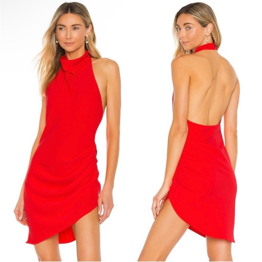 Amanda Uprichard Red Halter Backless Mini Dress